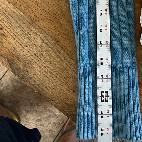 Cropped Crew Neck Sweater by LA Hearts ✨ Blue, Ribbed Fabric, Long Sleeve - Picture 3 of 11